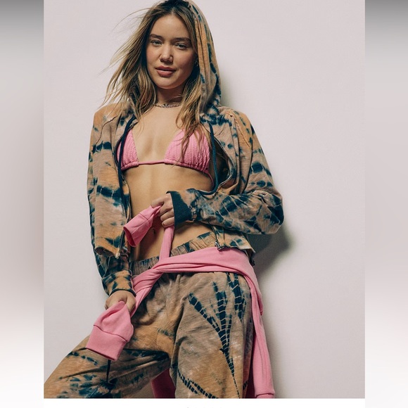 🩷FIRM PRICE🩷 PINK SUMMER LOUNGE COTTON ZIP-UP HOODIE - Picture 9 of 9